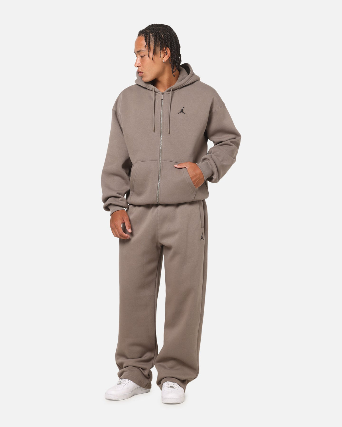 Jordan Jumpman Brooklyn Oversized Fleece Hoodie Olive Grey/Black