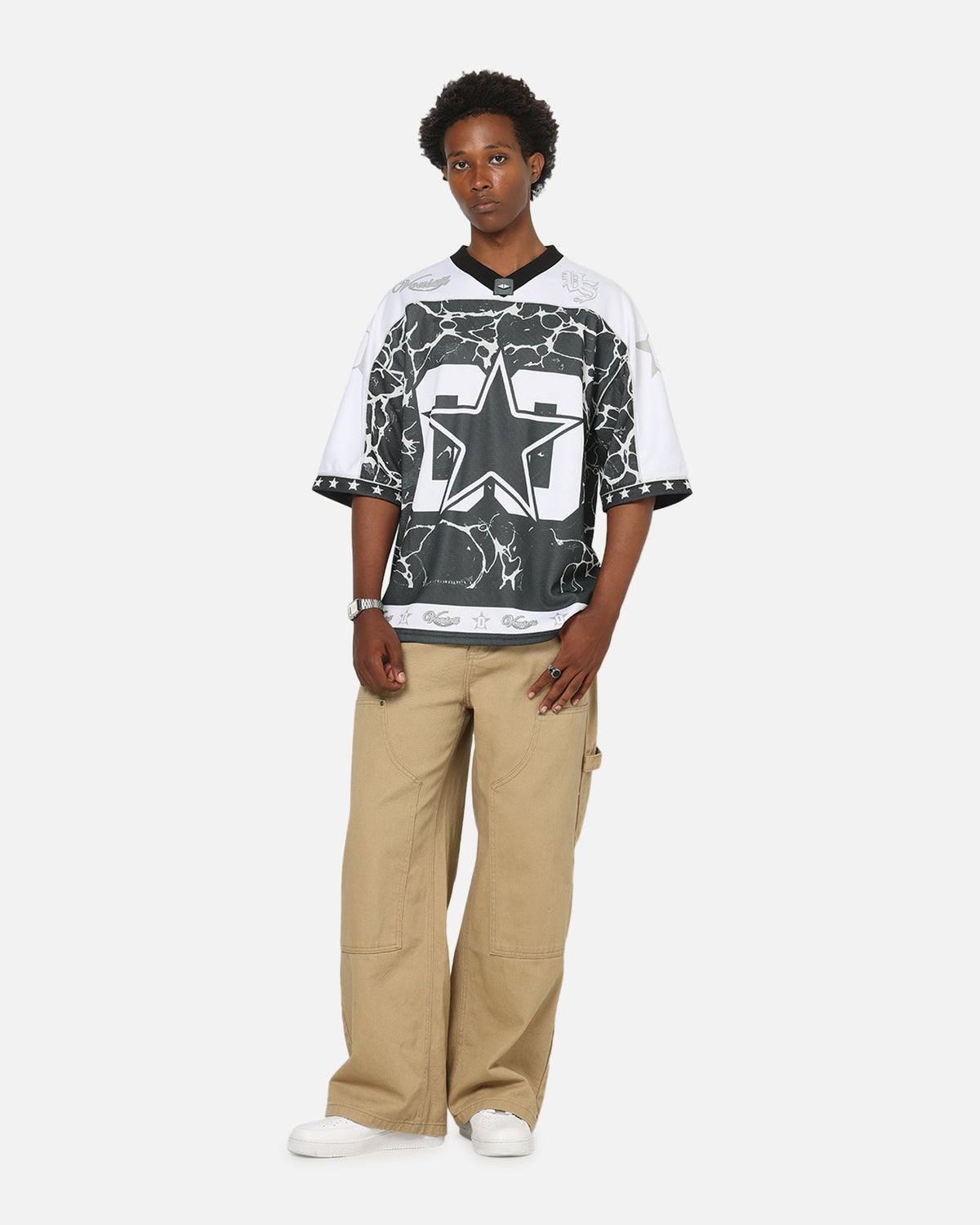 Vouseti V-Neck Football Jersey Black