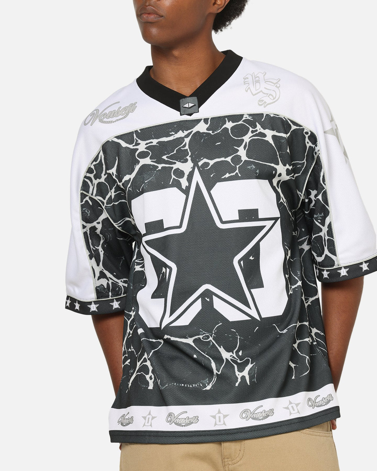 Vouseti V-Neck Football Jersey Black