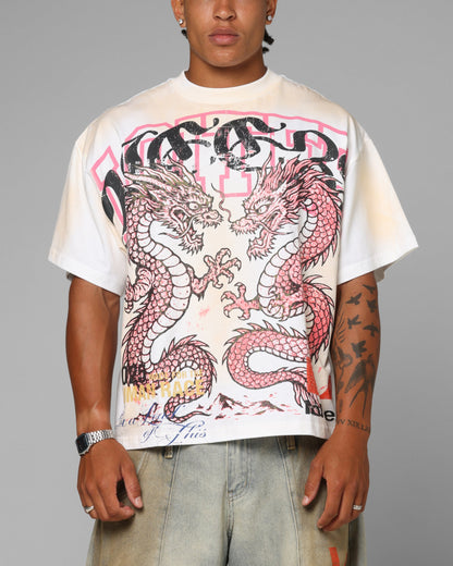 Loiter Dragon Rhinestone T-Shirt White