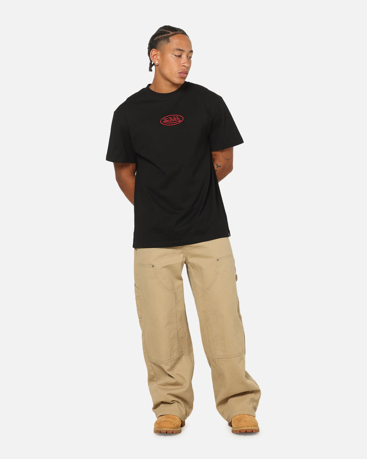Von Dutch Distressed Embroidered Patch T-Shirt Black