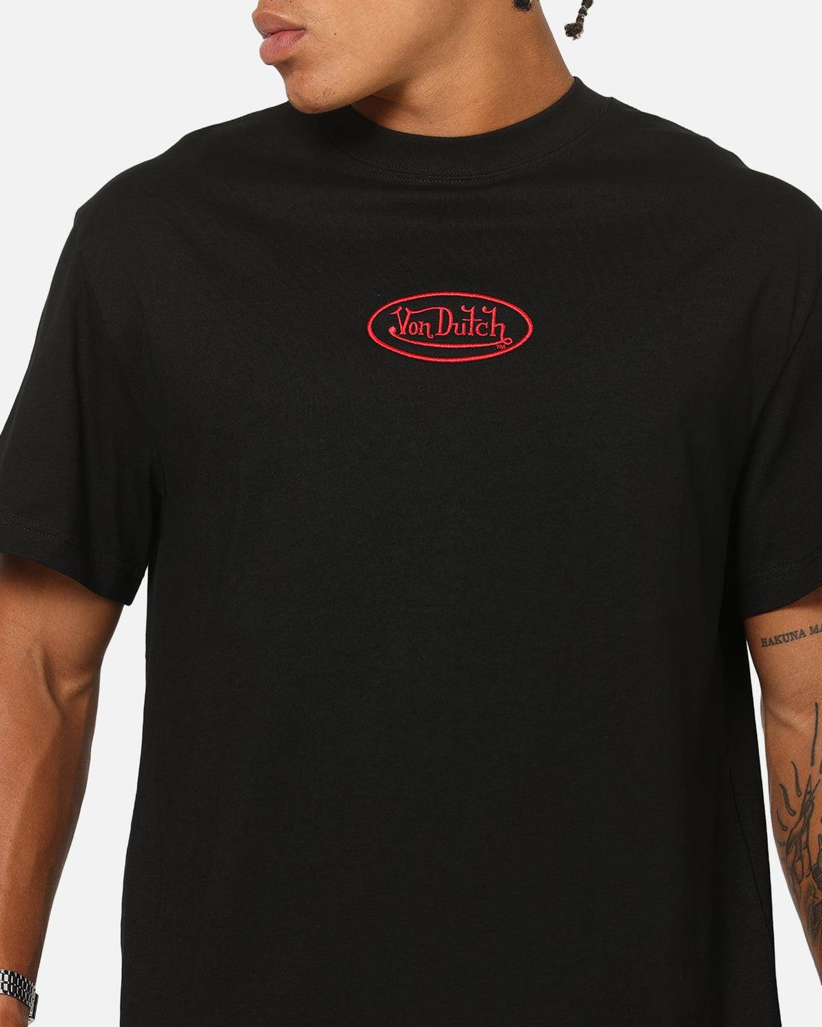 Von Dutch Distressed Embroidered Patch T-Shirt Black