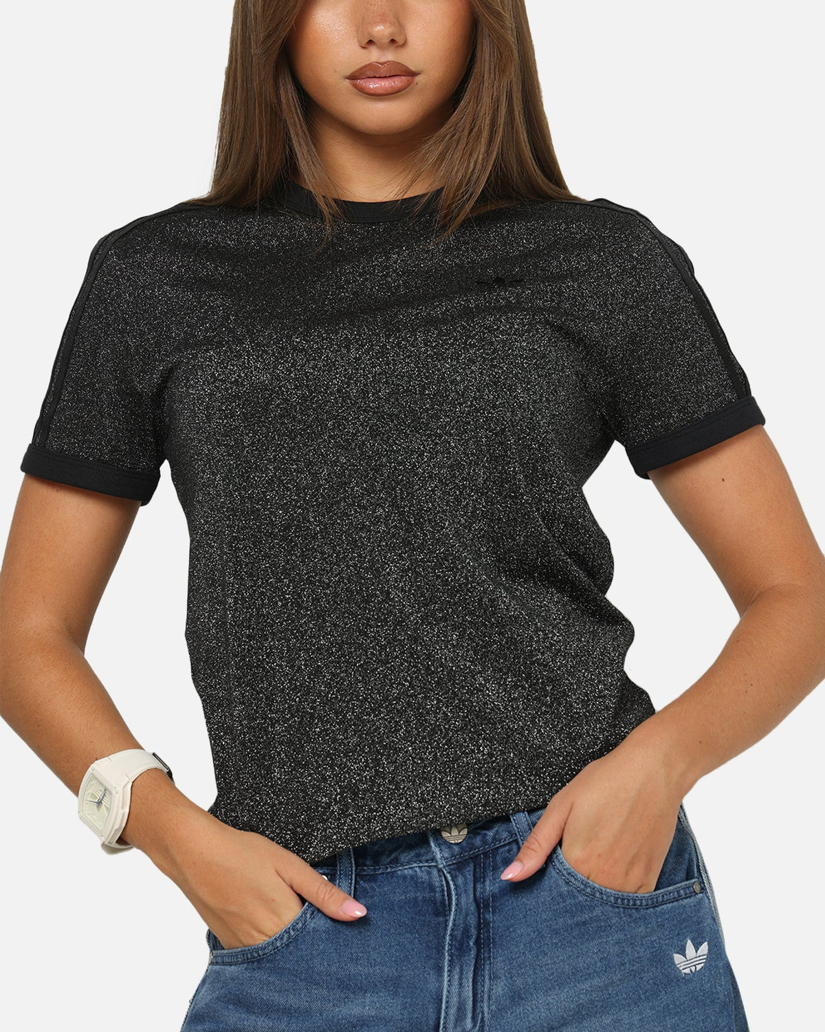 Adidas Women's Lurex Cali T-Shirt Black