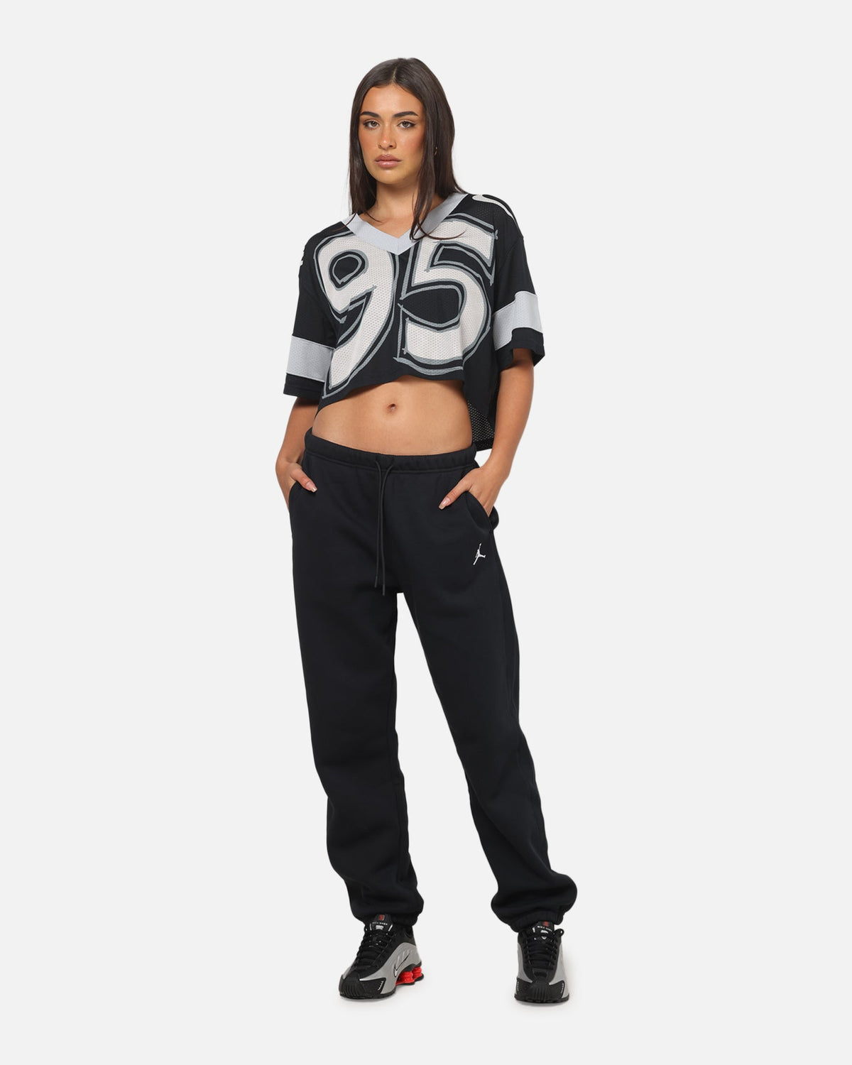 Nike Women's Sportswear Cropped Jersey Black/Grey