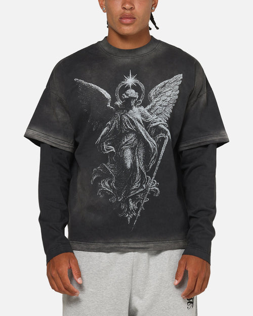 Saint Morta Celestial Layered Long Sleeve T-Shirt Black Wash