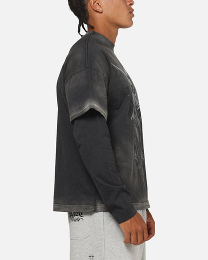 Saint Morta Celestial Layered Long Sleeve T-Shirt Black Wash