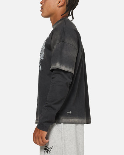 Saint Morta Celestial Layered Long Sleeve T-Shirt Black Wash