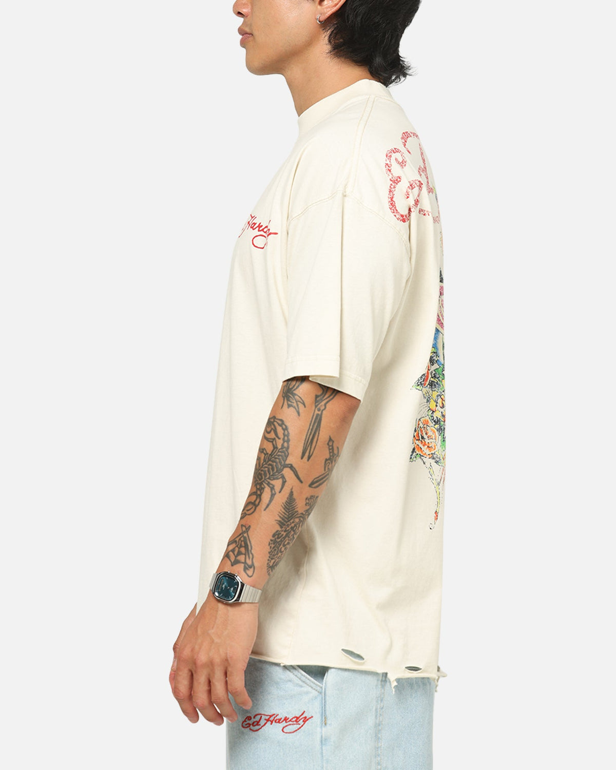 Ed Hardy Venom Rose T-Shirt Washed White