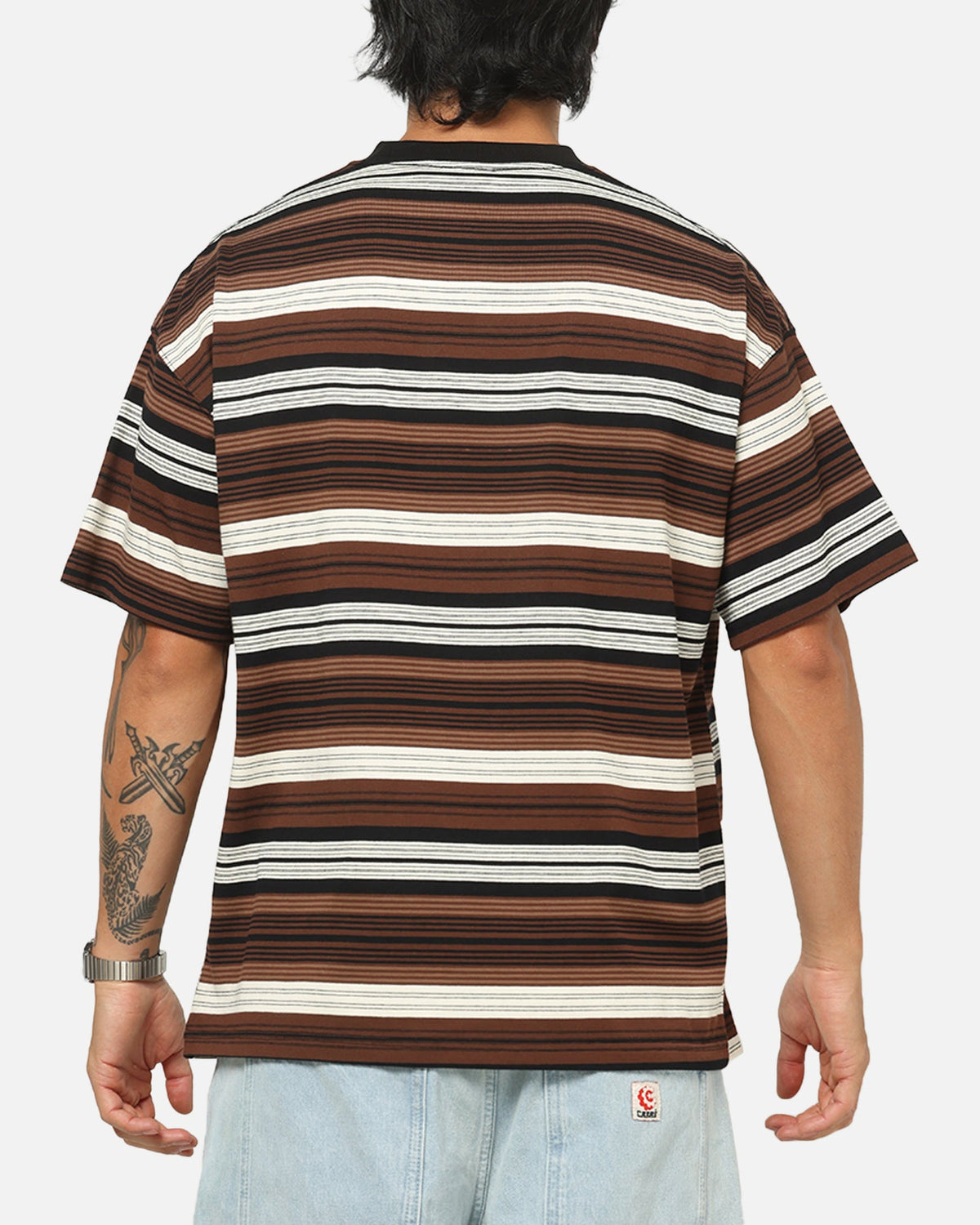 Carre Striped Pocket T-Shirt Brown Stripe