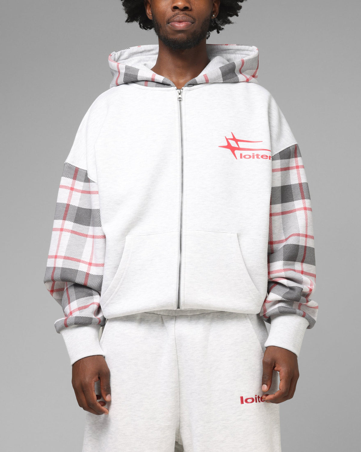 Loiter Ultra Hybrid Zip Hoodie Off White/Red