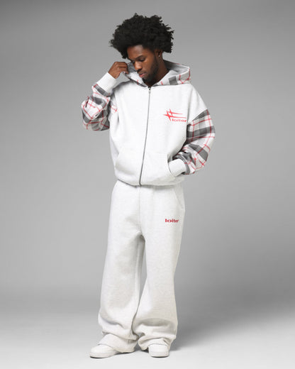 Loiter Ultra Hybrid Zip Hoodie Off White/Red