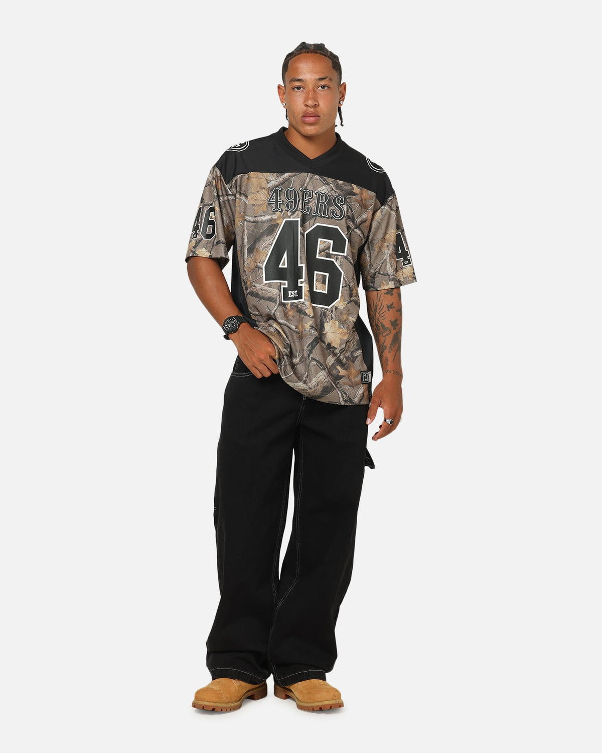 Majestic Athletic San Francisco 49ers Mesh Oversized T-Shirt Khaki Forest Camo