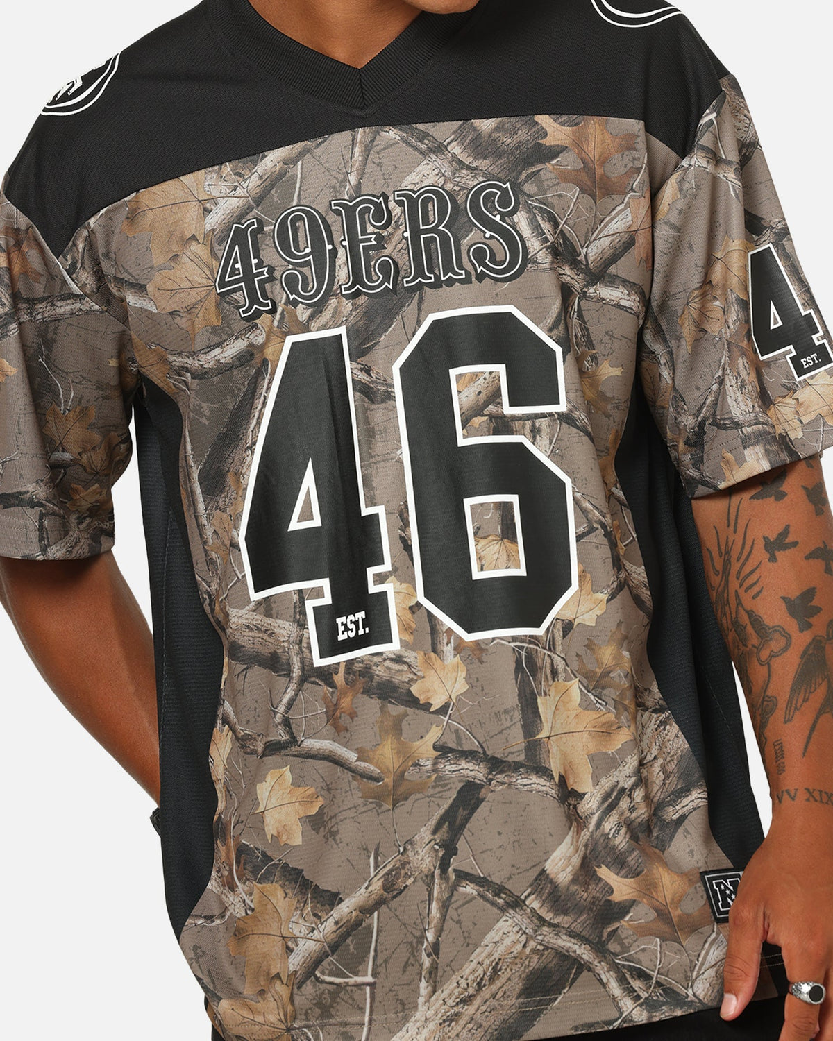 Majestic Athletic San Francisco 49ers Mesh Oversized T-Shirt Khaki Forest Camo