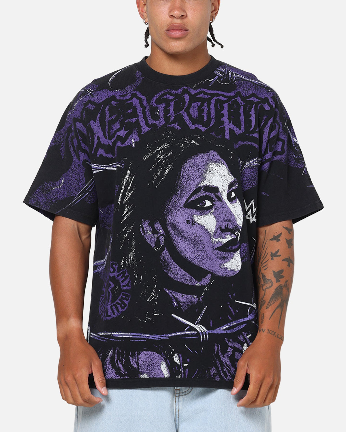 73Studio X WWE Rhea Ripley All Over Print T-Shirt Black Wash