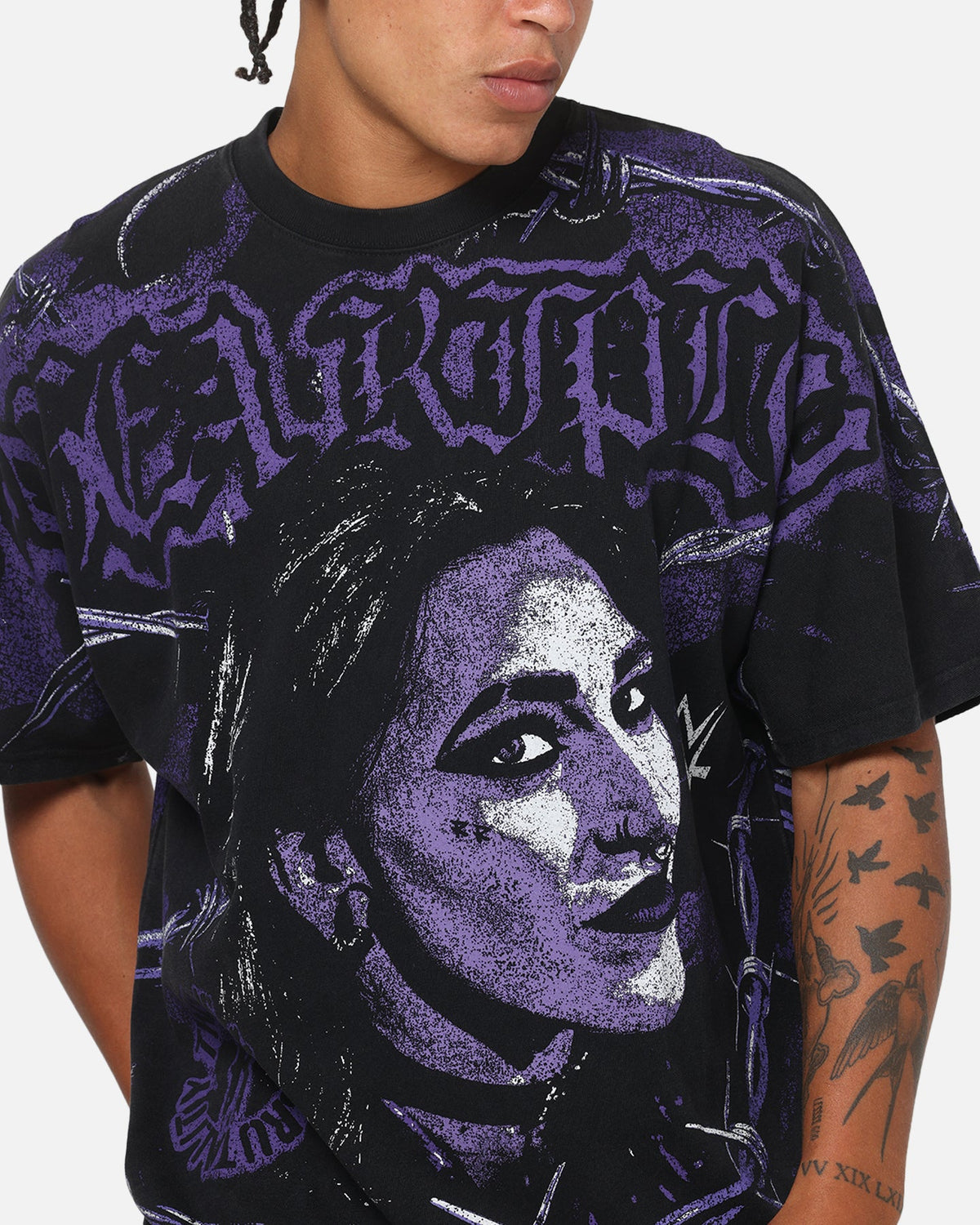73Studio X WWE Rhea Ripley All Over Print T-Shirt Black Wash