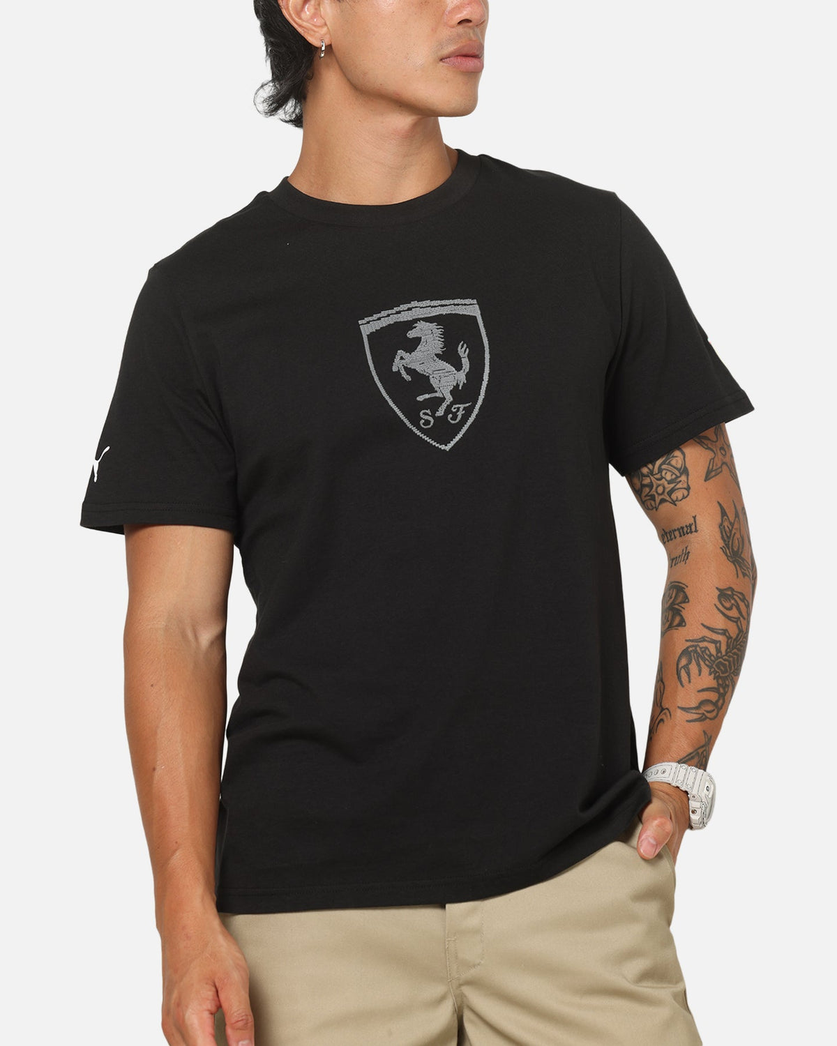 Puma X Scuderia Ferrari Tonal Shield T-Shirt Black