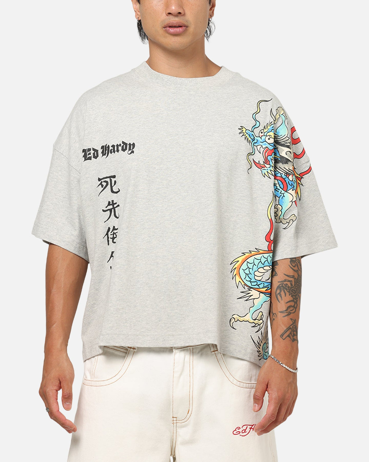 Ed Hardy Fireborn T-Shirt Grey Marle