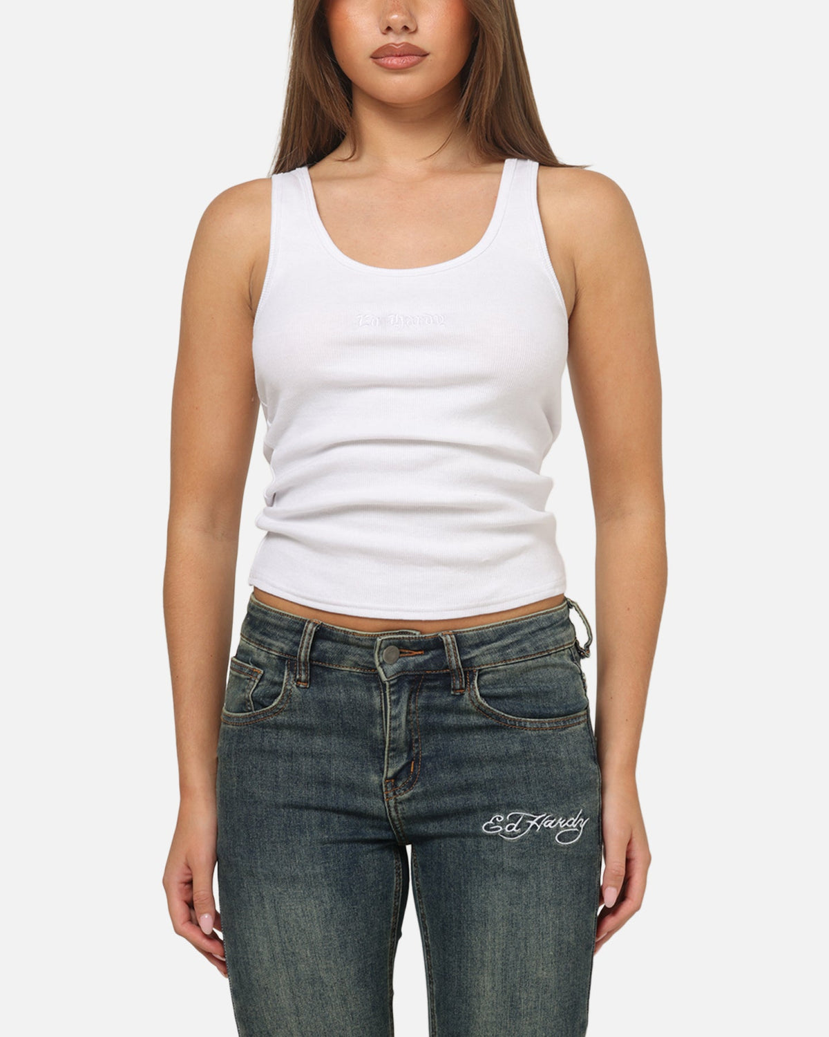 Ed Hardy Women's Signature Tank White