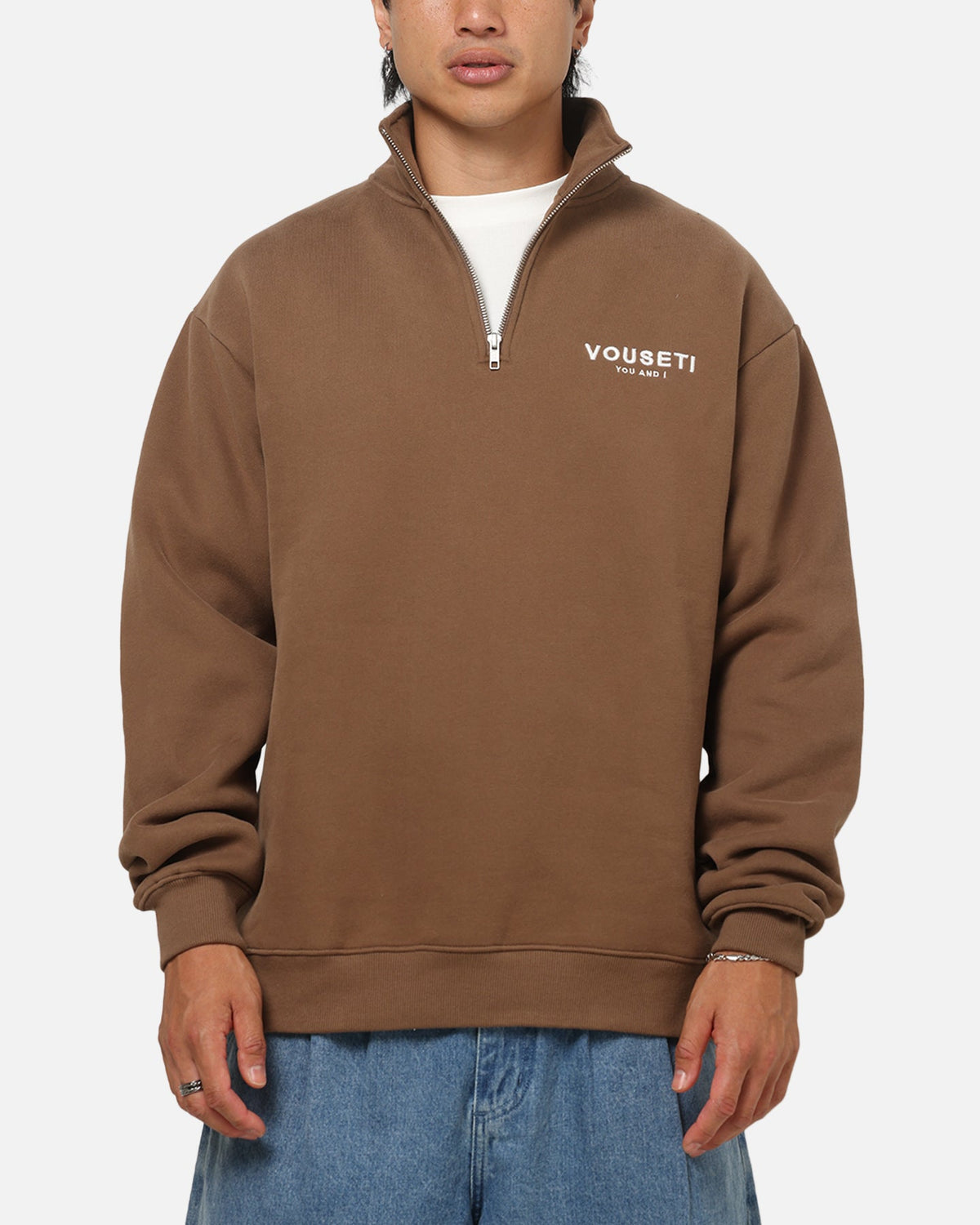 Vouseti The OG Quarter Zip Crewneck Coffee