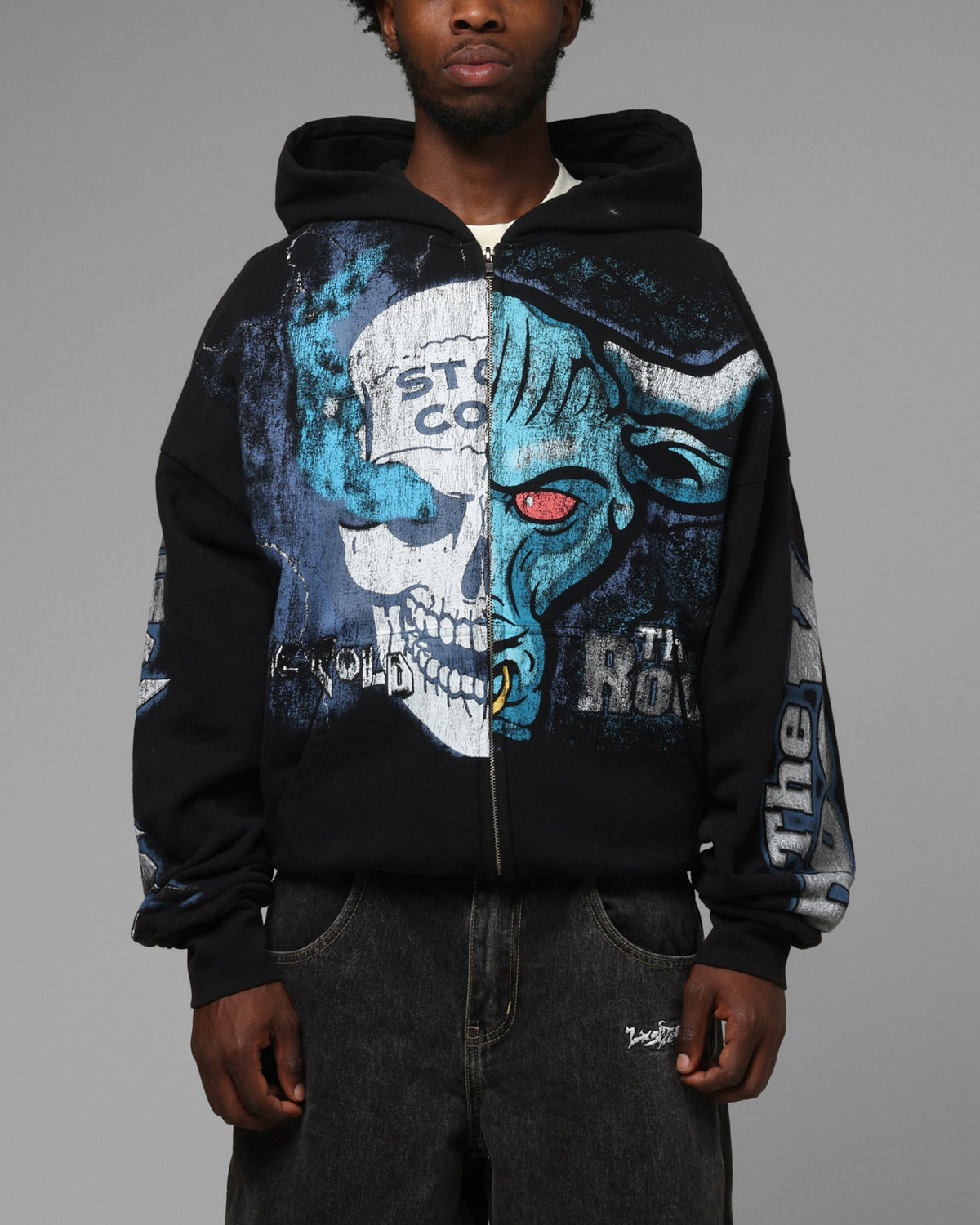 Loiter X WWE Stone Cold Beef Vintage Zip Hoodie Black