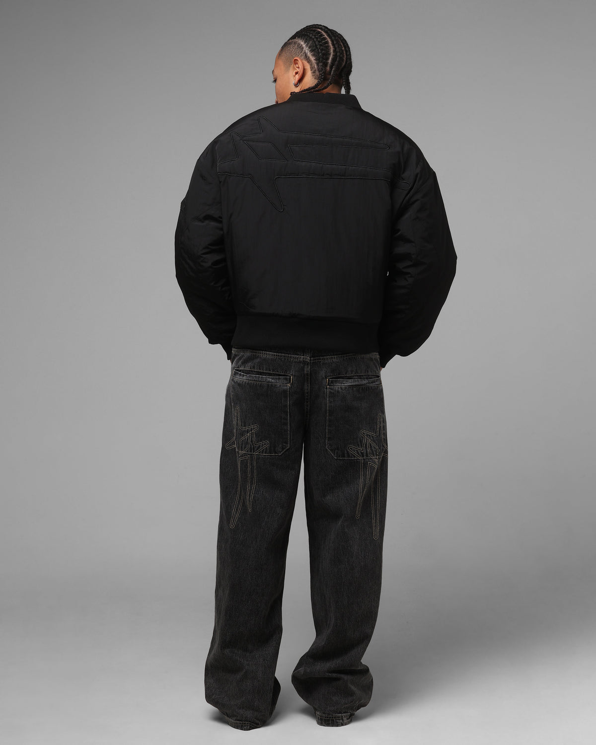 Loiter Hybrid Cropped Bomber Jacket Black