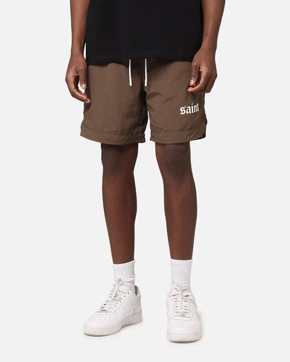 Saint Morta Gothic Nylon Shorts Chocolate