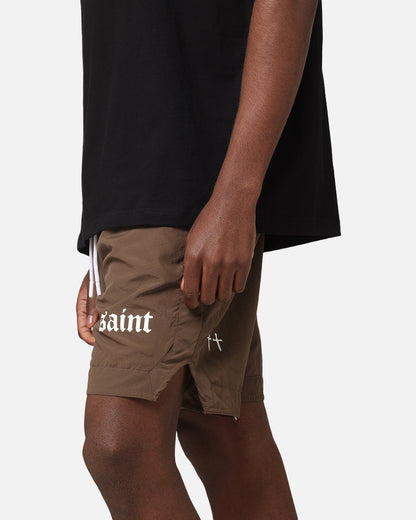 Saint Morta Gothic Nylon Shorts Chocolate