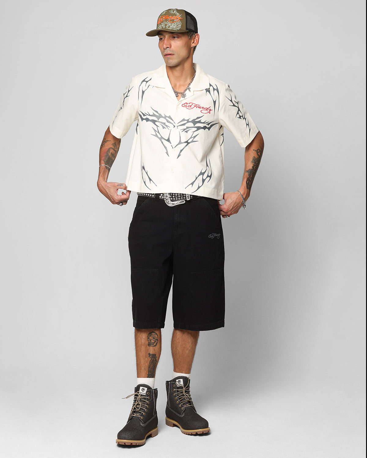 Ed Hardy Dragon Jorts Black