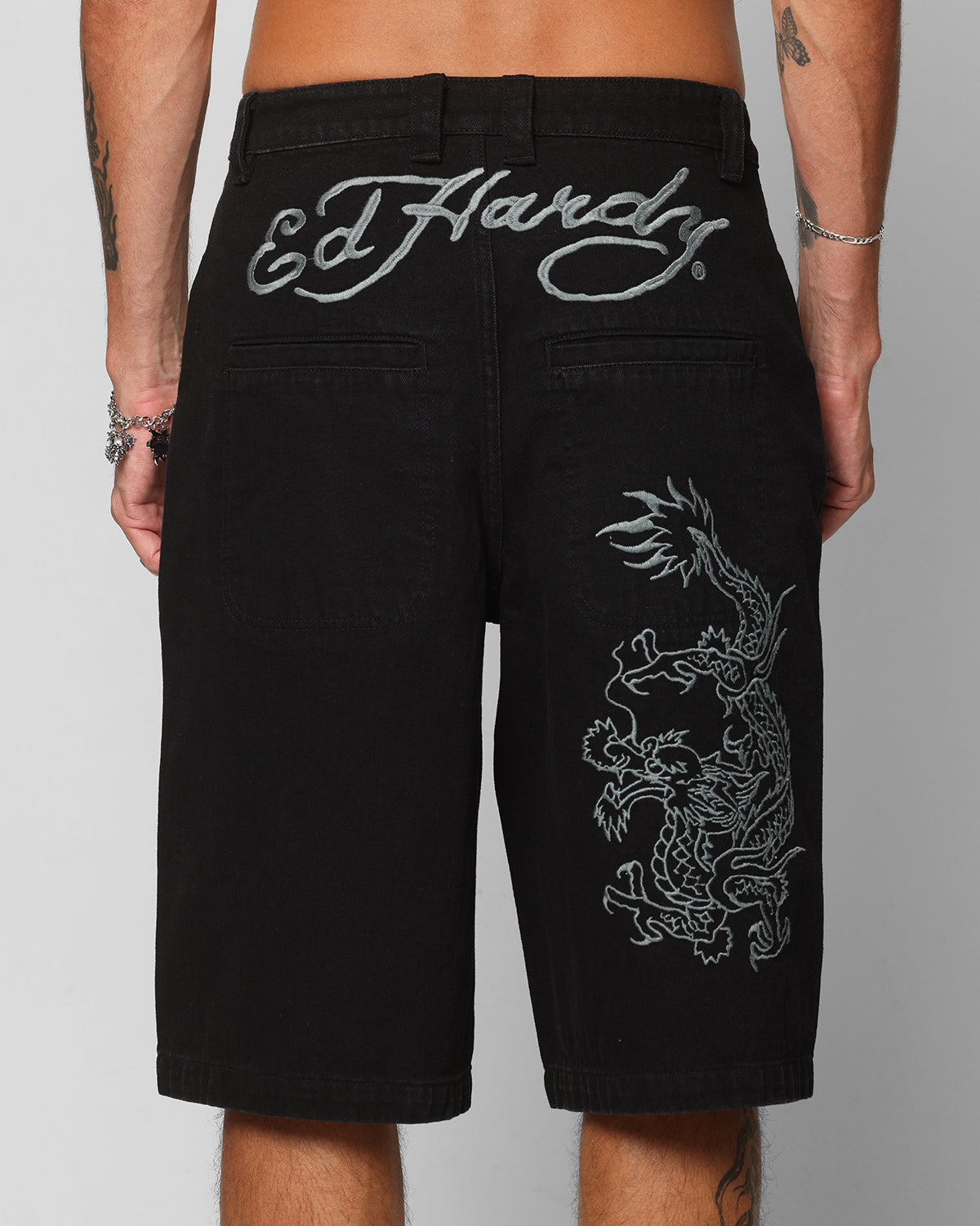 Ed Hardy Dragon Jorts Black