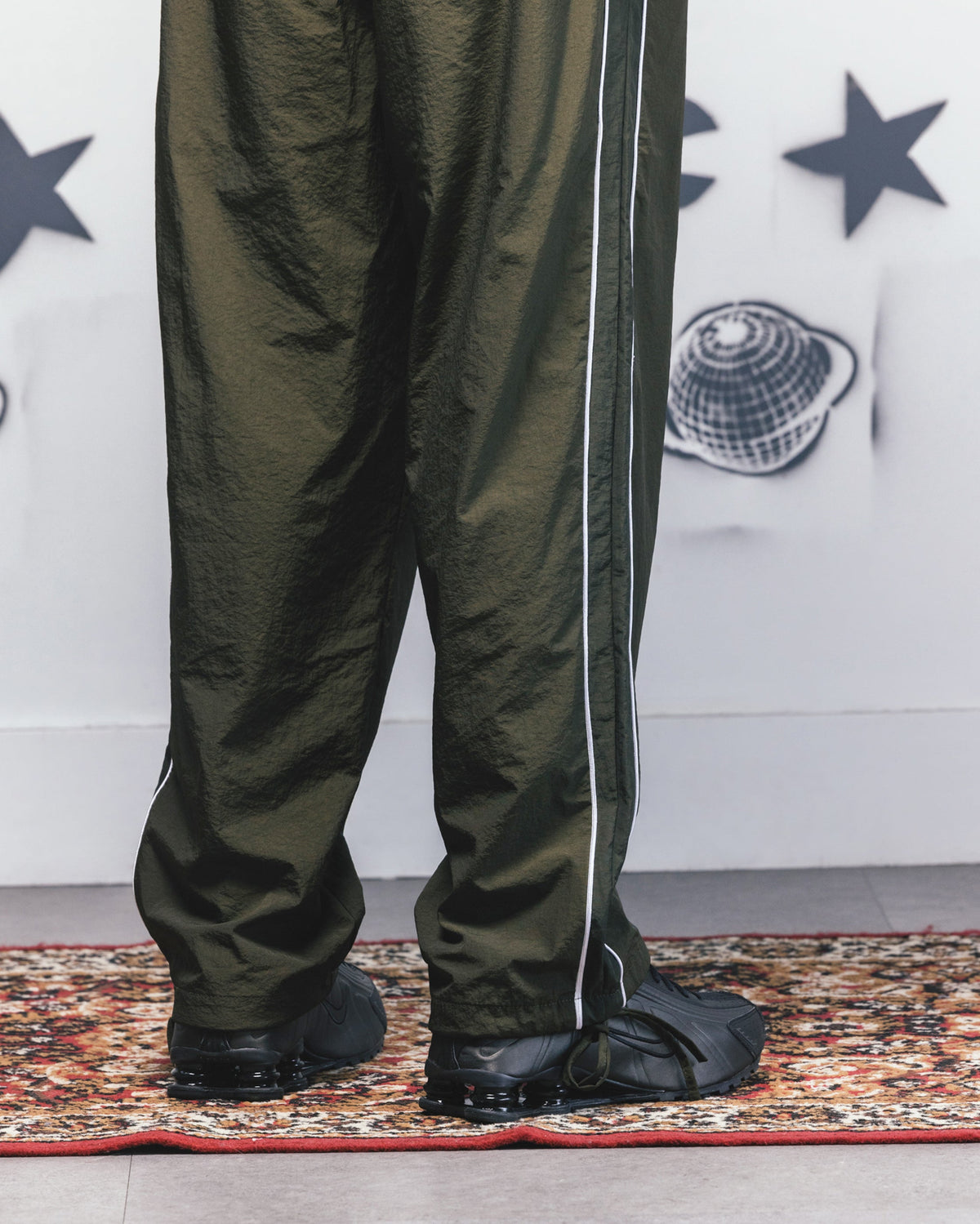 Carre Rally Panelled Nylon Joggers Khaki