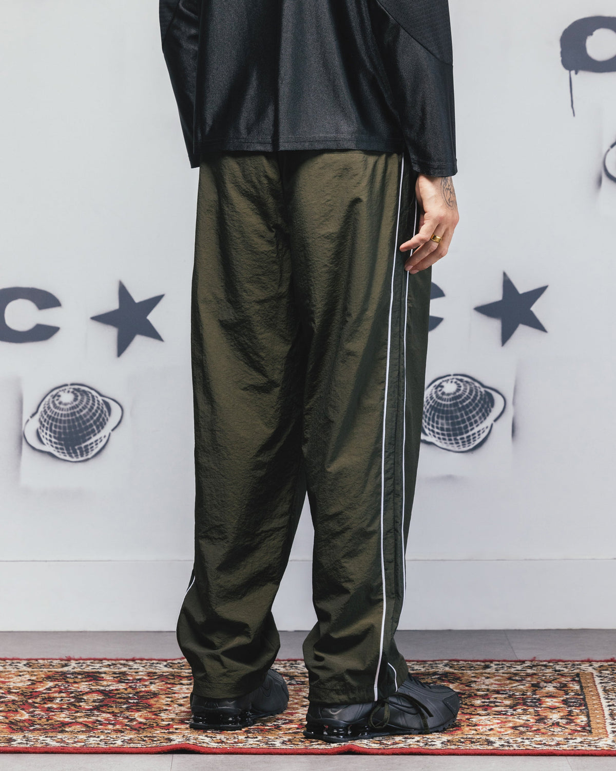 Carre Rally Panelled Nylon Joggers Khaki
