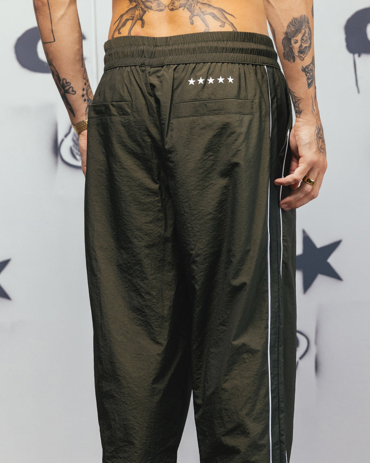 Carre Rally Panelled Nylon Joggers Khaki