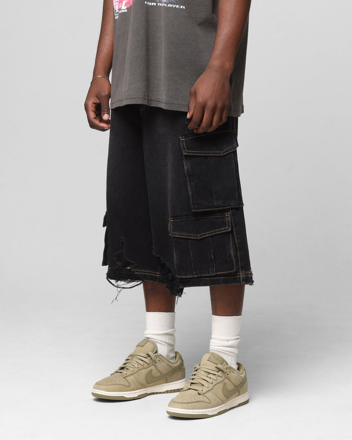 Loiter Collateral Cargo Shorts Black Wash