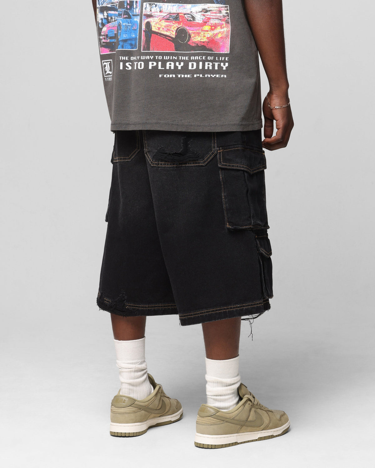 Loiter Collateral Cargo Shorts Black Wash