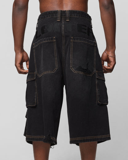 Loiter Collateral Cargo Shorts Black Wash