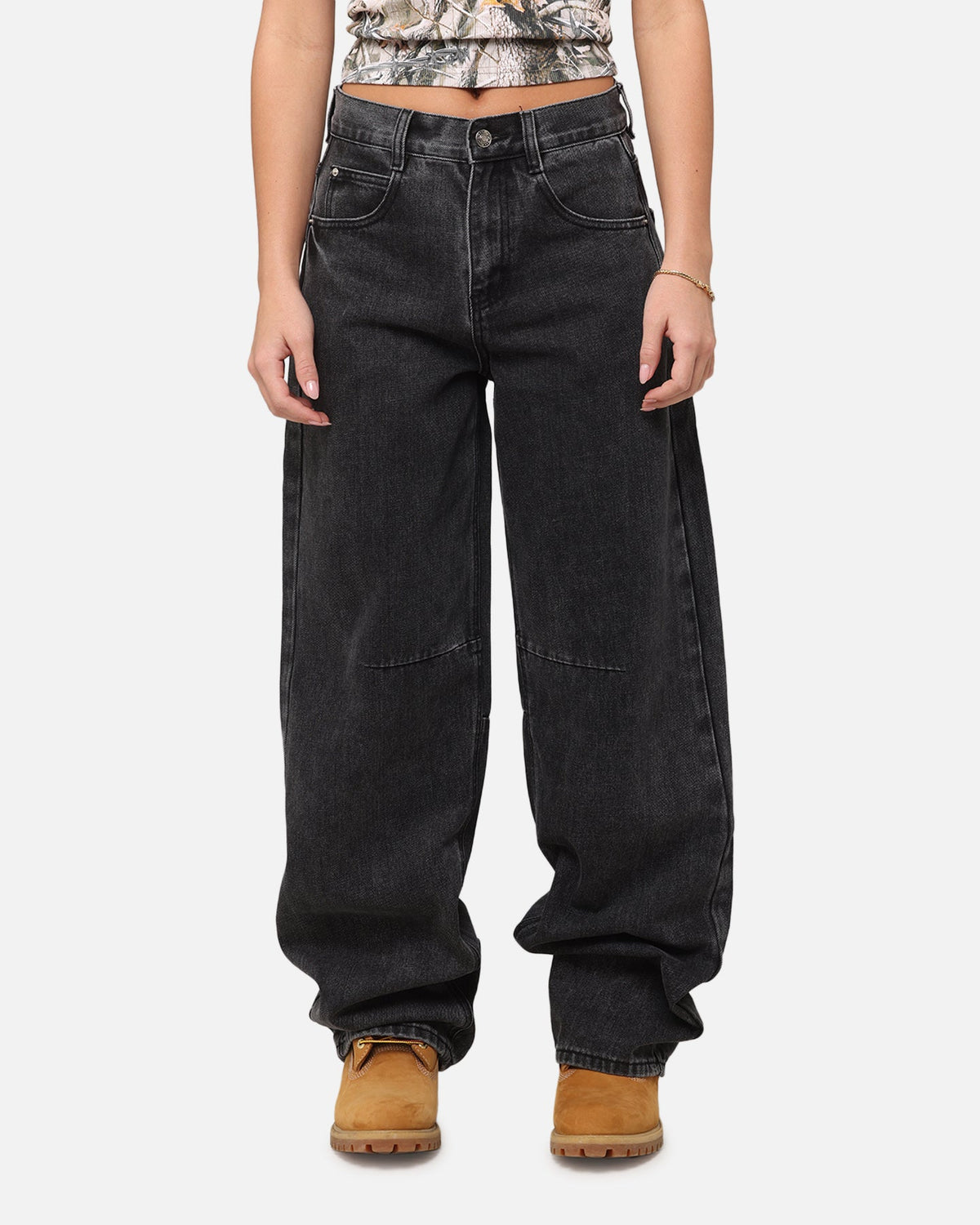 XXIII Women's Buckle Baggy Jeans Vintage Black