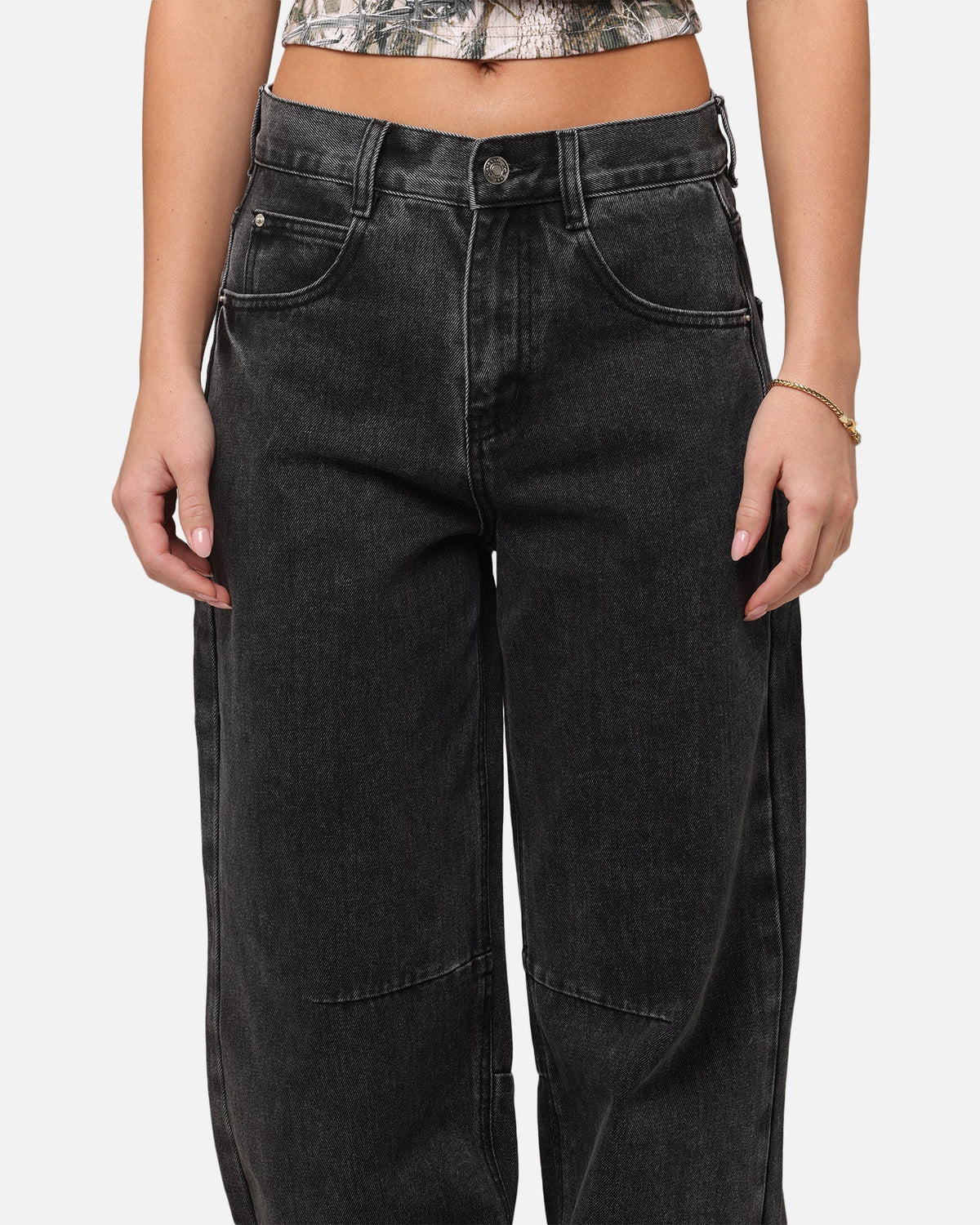 XXIII Women's Buckle Baggy Jeans Vintage Black