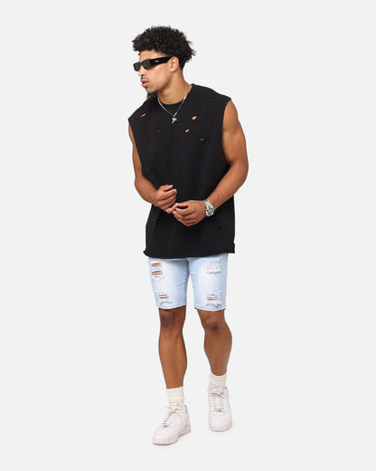 Saint Morta Dynasty Thrash V2 Denim Shorts Pale Blue