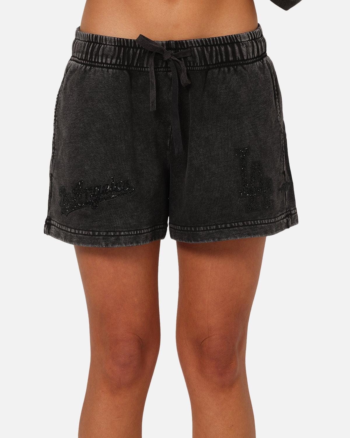 Pro Standard Women's Los Angeles Dodgers Washed Crystaline Shorts Washed Black