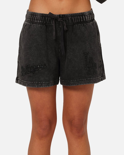 Pro Standard Women's Los Angeles Dodgers Washed Crystaline Shorts Washed Black