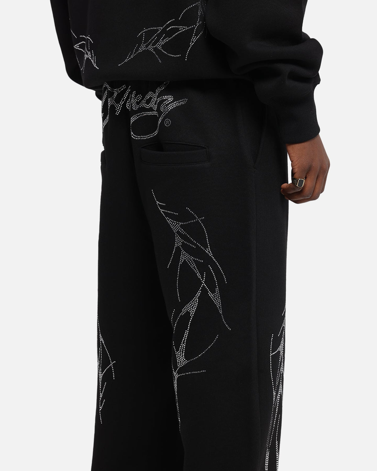 Ed Hardy Cyber Rhinestone Track Pants Black