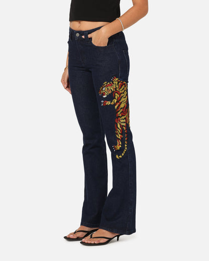 Ed Hardy Women's Feline Bootleg Jeans Indigo Denim