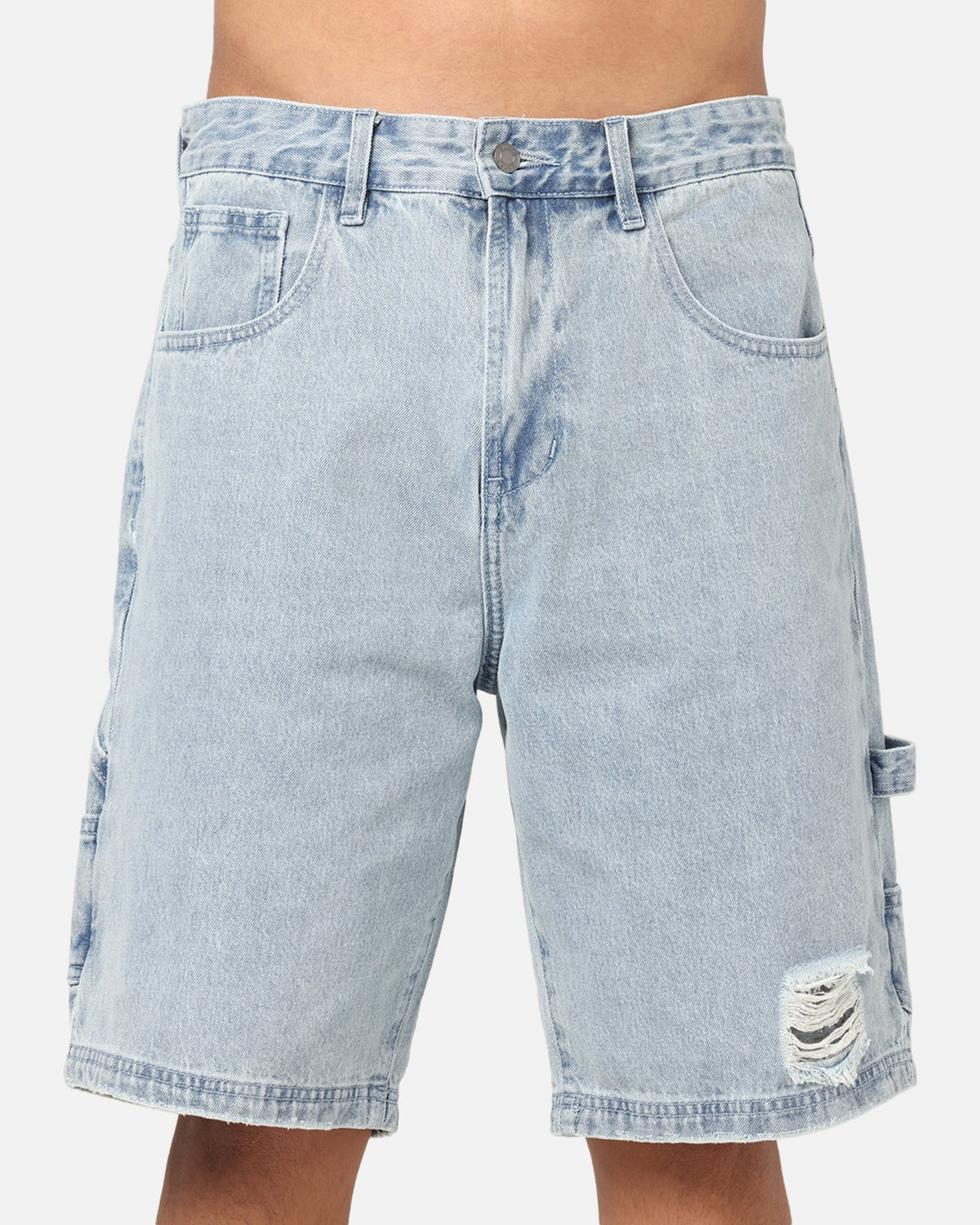 Carre Distressed Carpenter Jorts Light Blue Wash