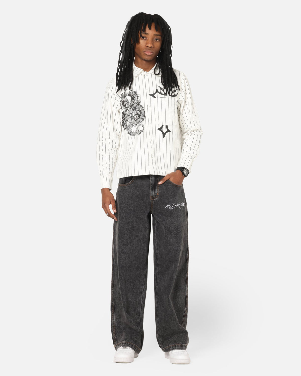 Ed Hardy Wide Leg Jeans Black