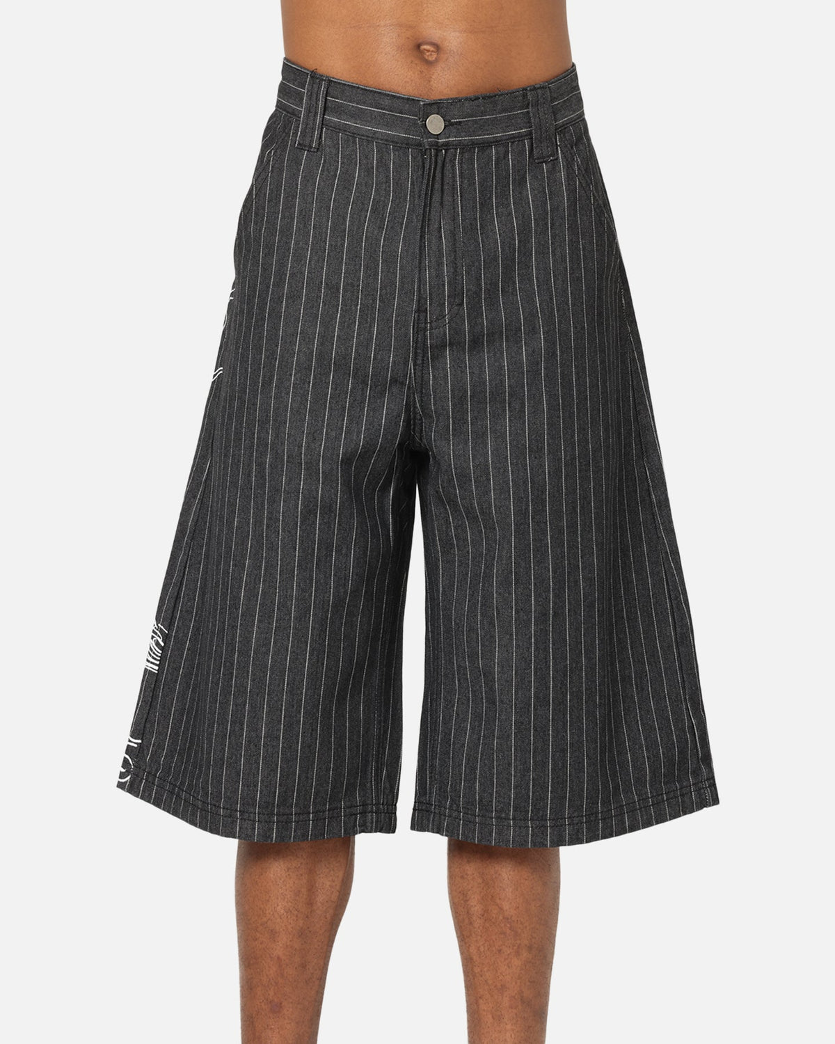 Ed Hardy Shinjuku Jorts Black Pinstripe