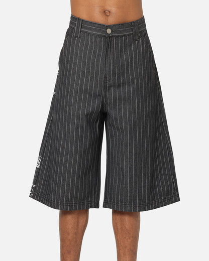 Ed Hardy Shinjuku Jorts Black Pinstripe