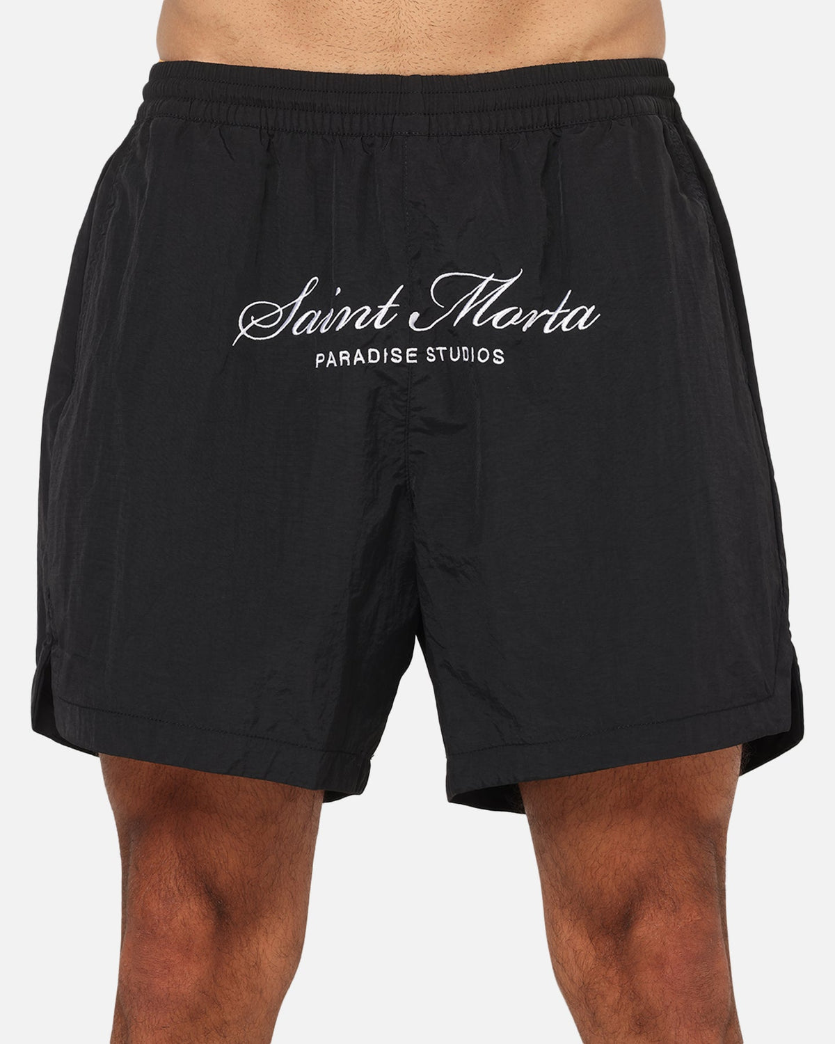 Saint Morta Saint Studios Logo Nylon Shorts Black