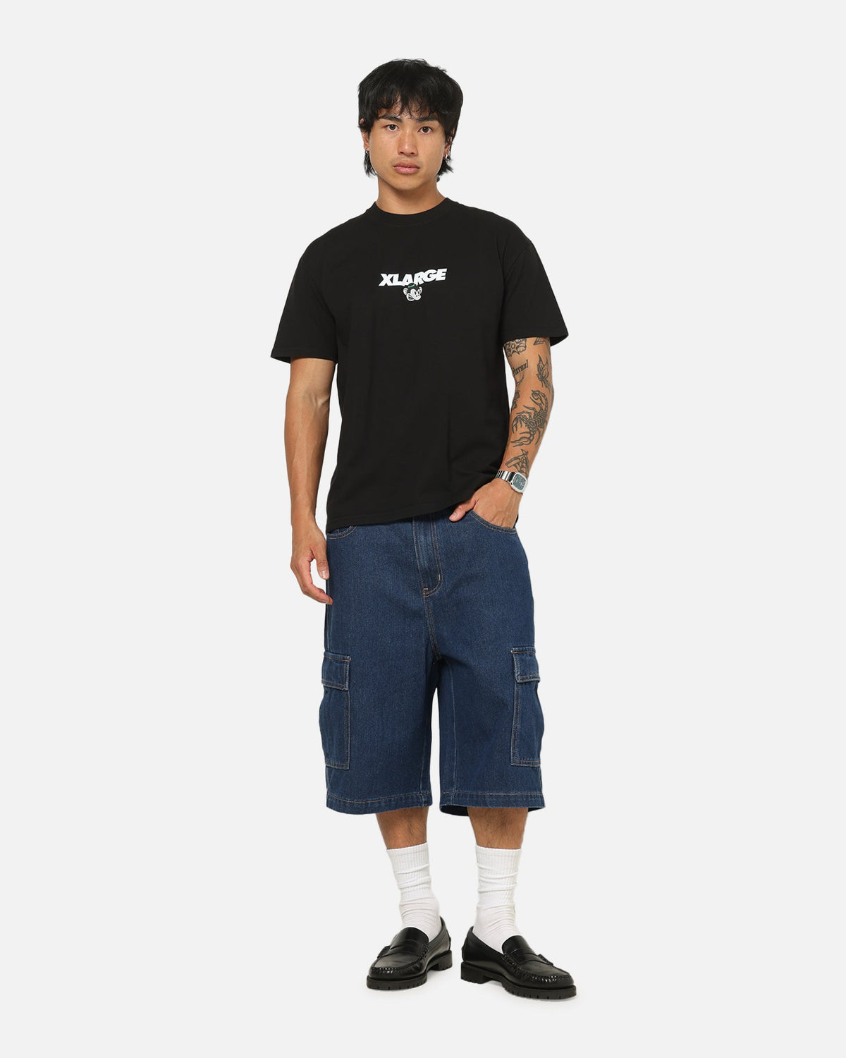 X-Large Baggy Cargo Denim 91 Shorts Dark Indigo