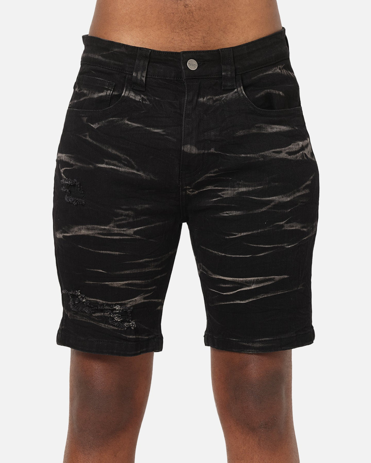 Saint Morta Dynasty Thrash V2 Denim Shorts Acid Wash Black