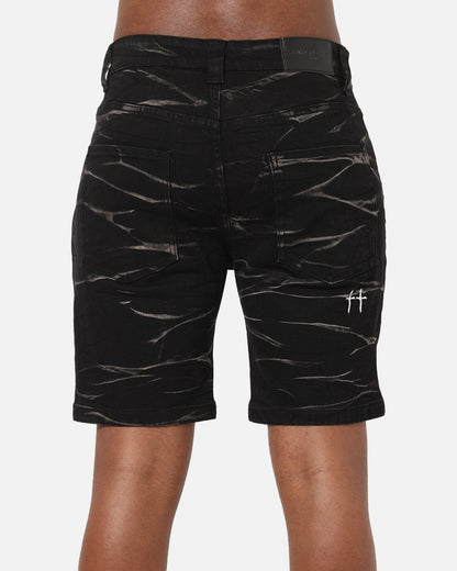 Saint Morta Dynasty Thrash V2 Denim Shorts Acid Wash Black
